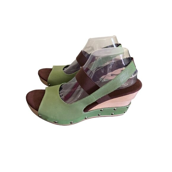 Dr Scholls Shoes - Dr. Scholl’s Originals Feel Crazy Wood Wedge Sandals Sz 10M Green